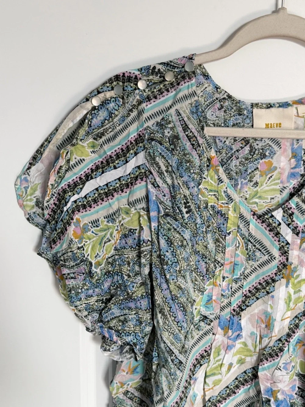 Anthropologie Maeve Multicolor Maya Flutter Sleeve Top Size 4 39694